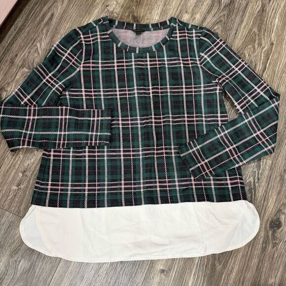 Ann Taylor Green and Pink Plaid Sweater - Picture 1 of 6